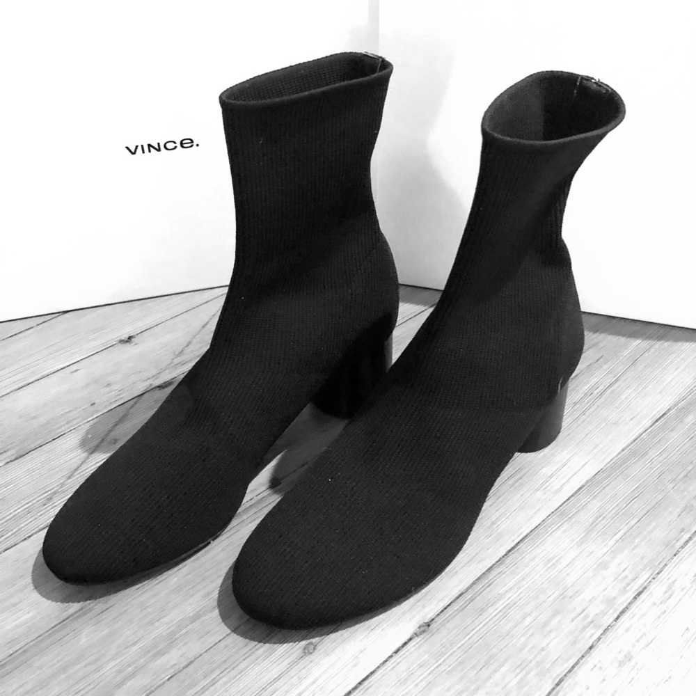 Vince - Tasha Rib-Knit Cylinder Heel Sock Booties